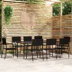 Juego de comedor de jardín 9 piezas negro