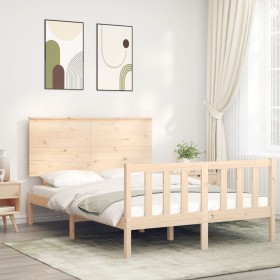 Estructura de cama sin colchón madera de pino blanca 140x200