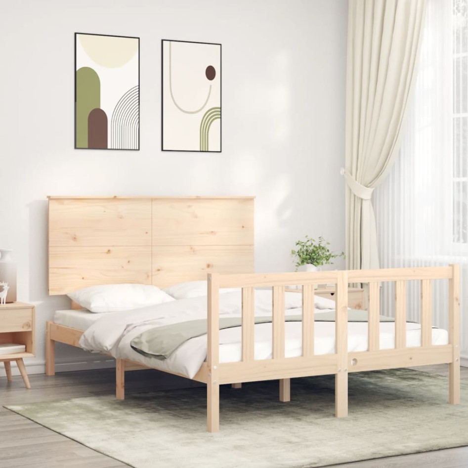 Estructura de cama sin colchón madera de pino blanca 140x200