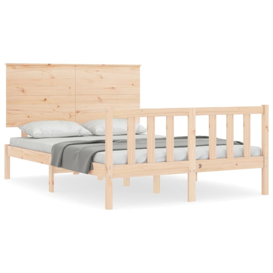 Estructura de cama sin colchón madera de pino blanca 140x200