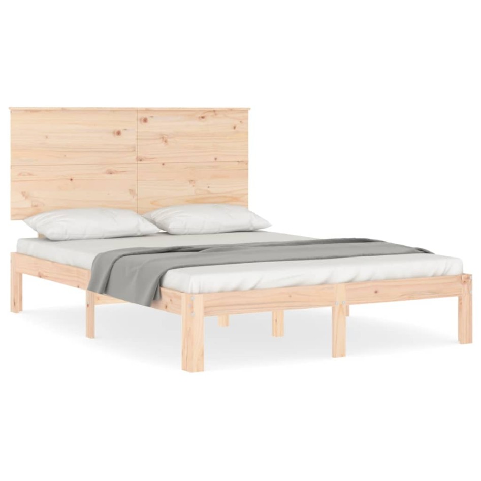 Estructura de cama sin colchón madera de pino blanca 140x200