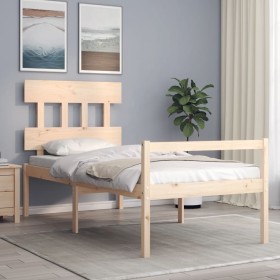 Cama para personas mayores con cabecero madera maciza 90x200