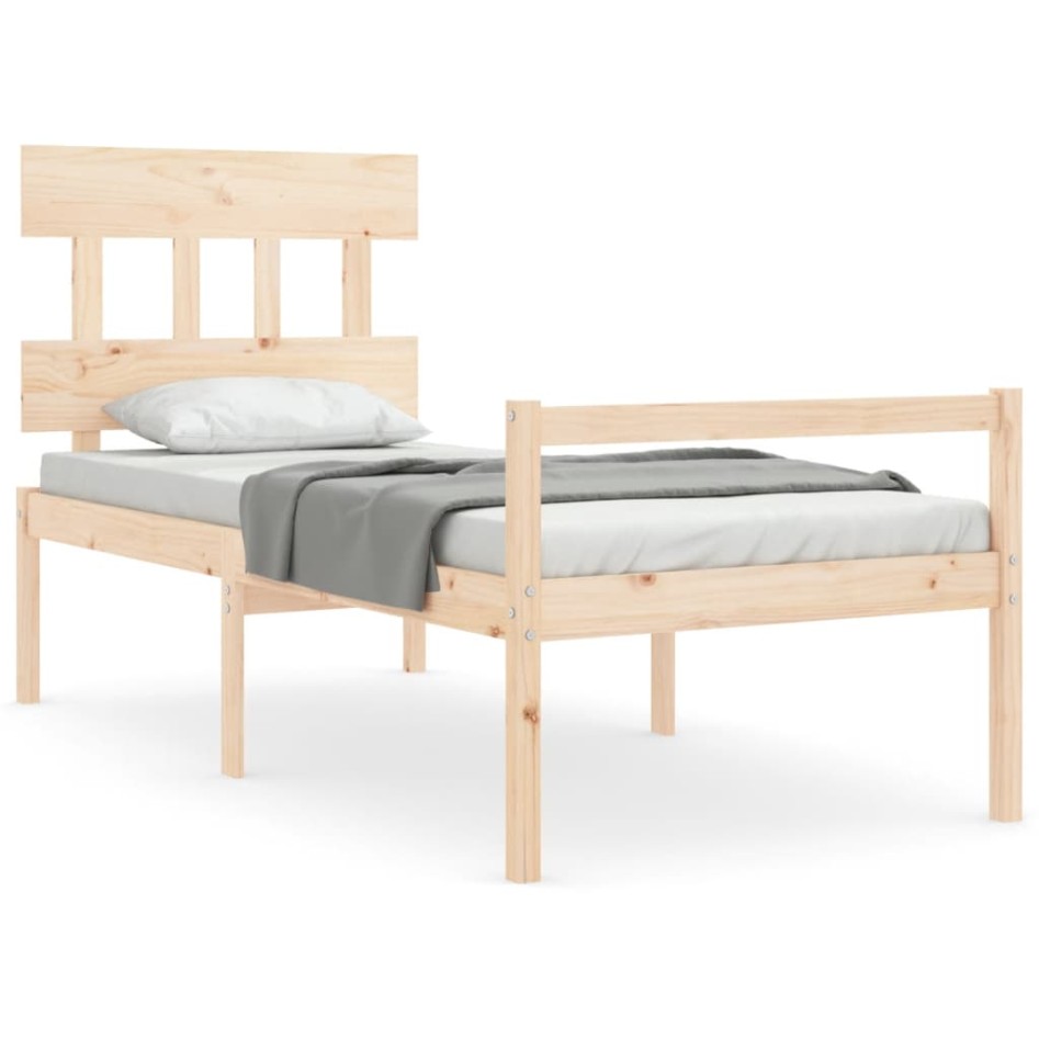 Cama para personas mayores con cabecero madera maciza 90x200