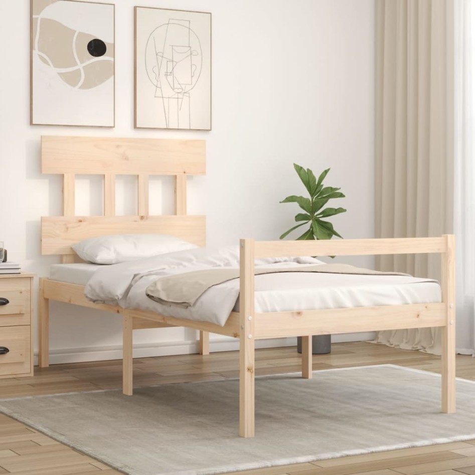 Cama para personas mayores con cabecero madera maciza 90x200