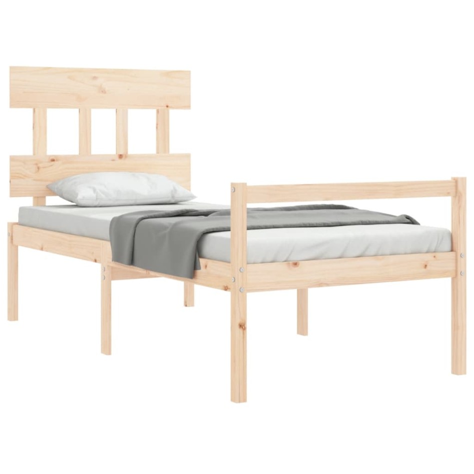 Cama para personas mayores con cabecero madera maciza 90x200
