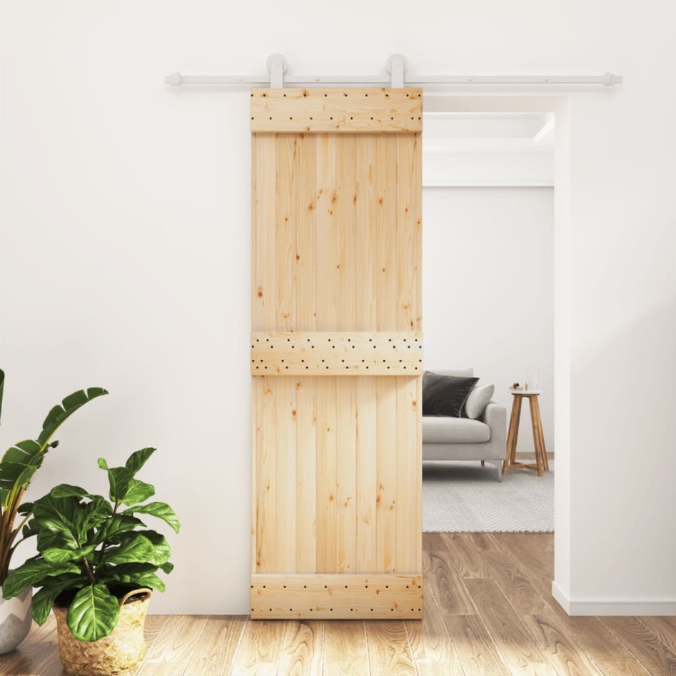Puerta corredera con herrajes madera maciza de pino 70x210