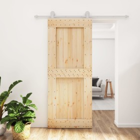 Puerta corredera con herrajes madera maciza de pino 85x210