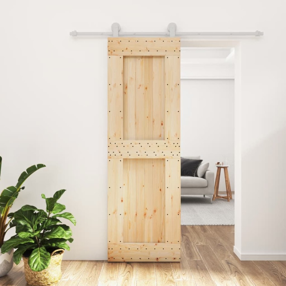 Puerta corredera con herrajes madera maciza de pino 70x210