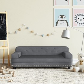 Sofá para niños de terciopelo gris oscuro 90x53x30