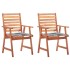 Sillas comedor de jardín 2 uds madera maciza acacia y