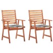 Sillas comedor de jardín 2 uds madera maciza acacia y cojines