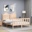 Estructura de cama de matrimonio con cabecero madera maciza