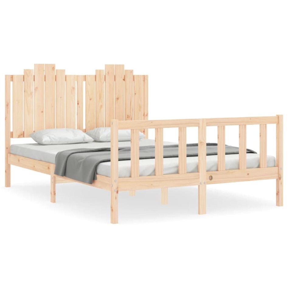 Estructura de cama de matrimonio con cabecero madera
