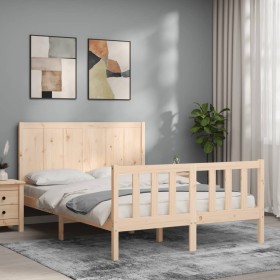 Estructura de cama de matrimonio con cabecero madera