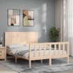 Estructura de cama de matrimonio con cabecero madera maciza