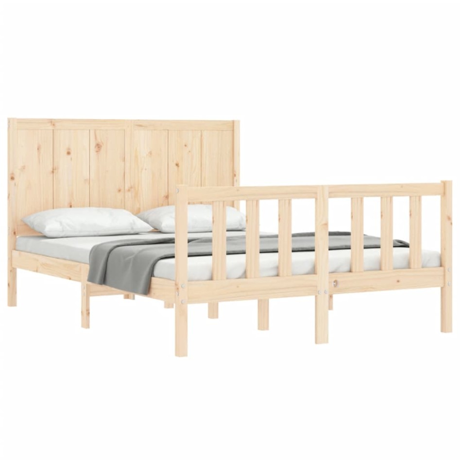 Estructura de cama de matrimonio con cabecero madera