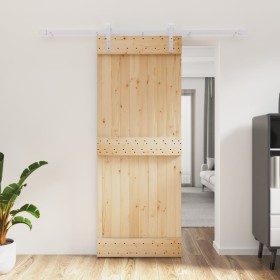 Puerta corredera con herrajes madera maciza de pino 80x210