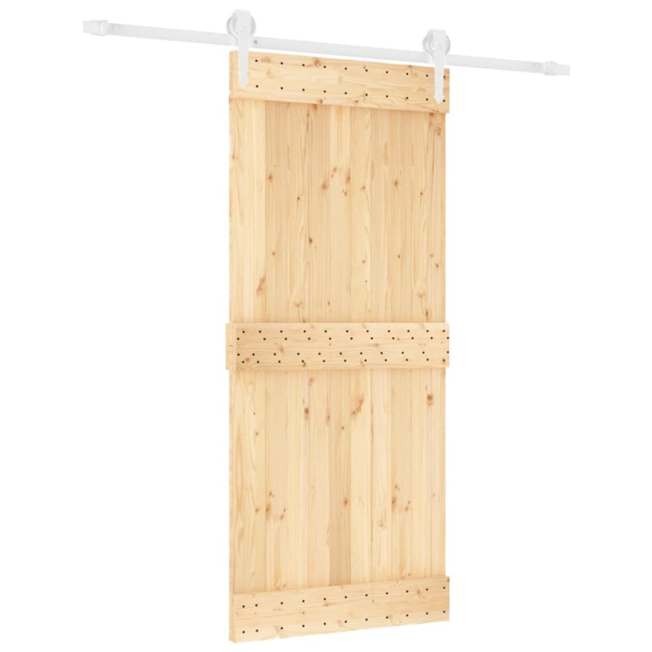 Puerta corredera con herrajes madera maciza de pino 90x210