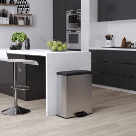 Curver Papelera de pedal Deco plateado 65