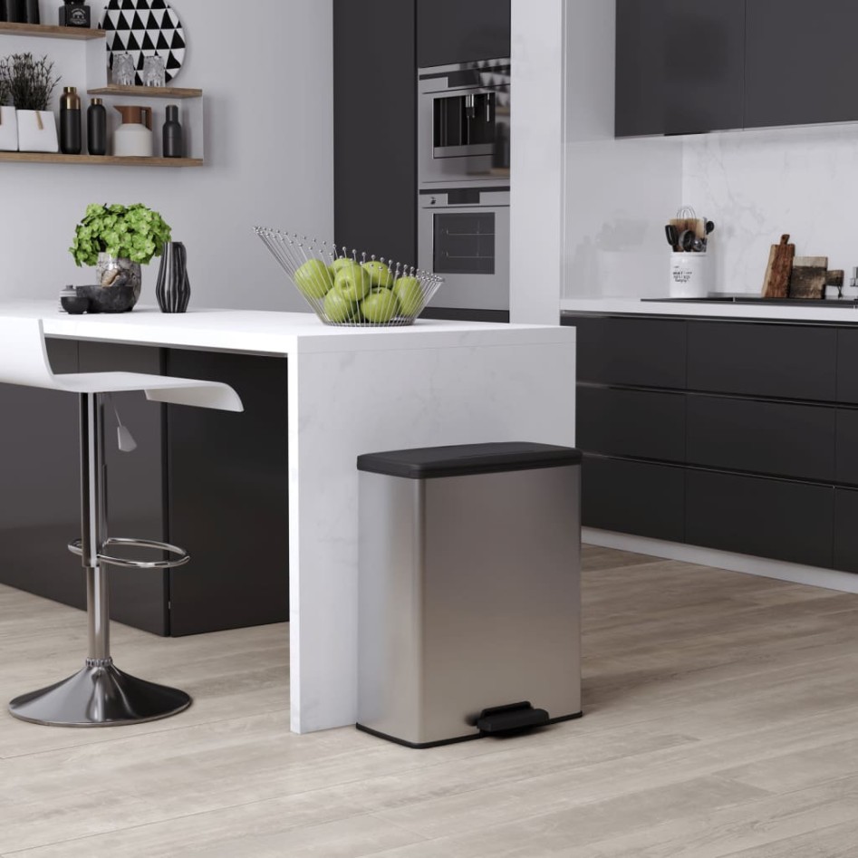 Curver Papelera de pedal Deco plateado 65