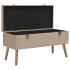 Banco con compartimento de terciopelo beige 80