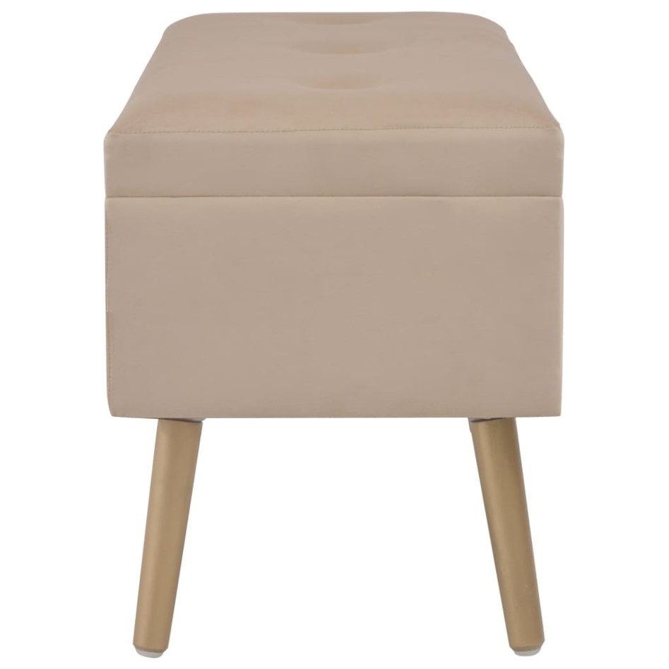 Banco con compartimento de terciopelo beige 80