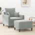Sillón con taburete terciopelo gris claro 60