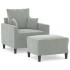Sillón con taburete terciopelo gris claro 60