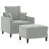 Sillón con taburete terciopelo gris claro 60