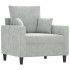 Sillón con taburete terciopelo gris claro 60