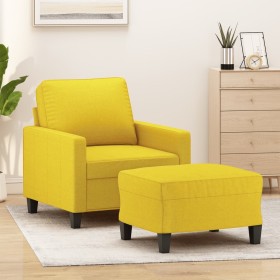 Sillón con taburete tela amarillo claro 60