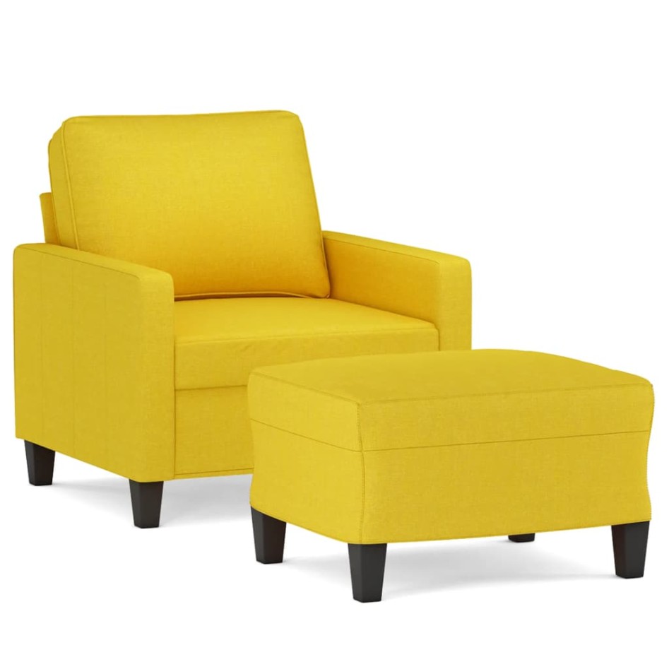 Sillón con taburete tela amarillo claro 60