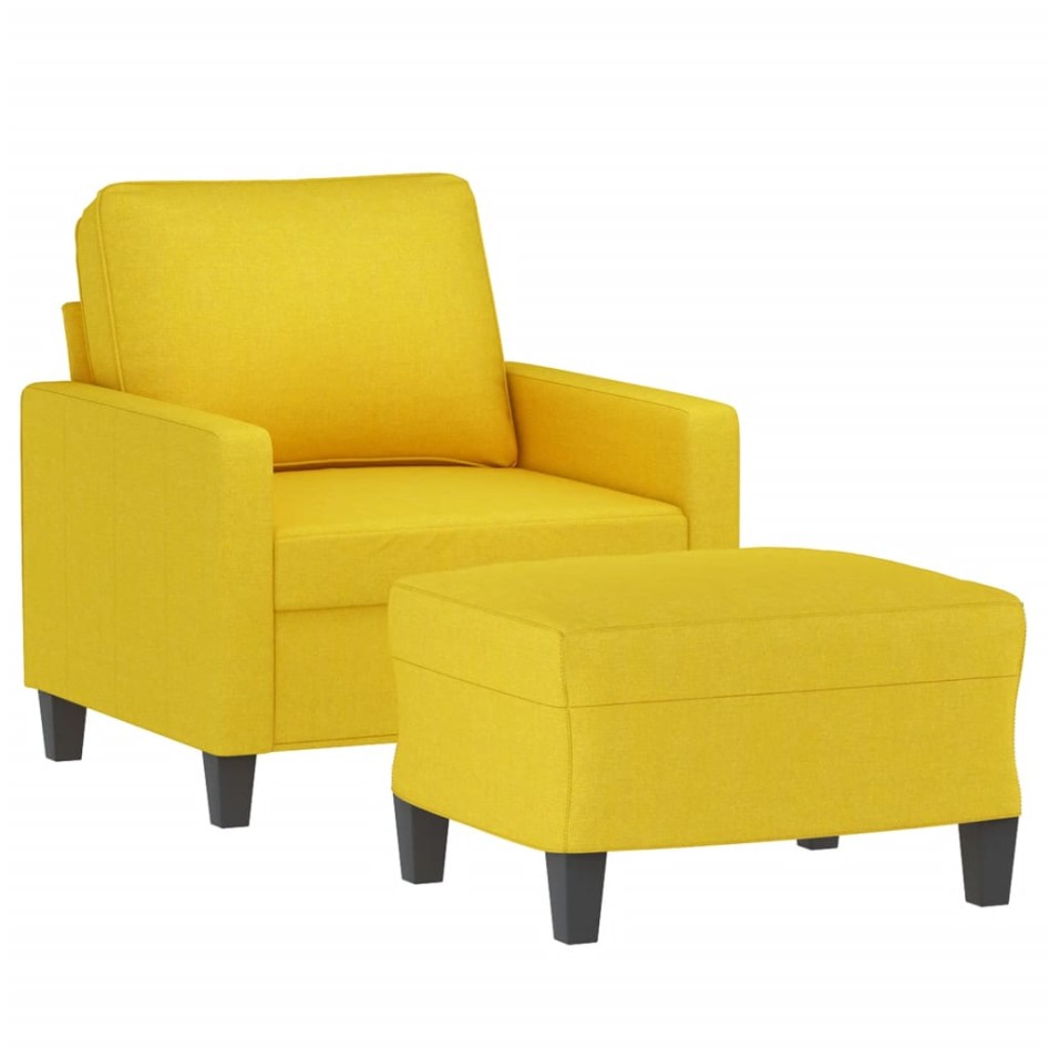 Sillón con taburete tela amarillo claro 60