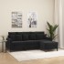 Sofá de 3 plazas con taburete de terciopelo negro 180