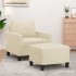 Sillón con taburete cuero sintético color crema 60
