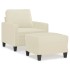 Sillón con taburete cuero sintético color crema 60