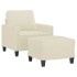 Sillón con taburete cuero sintético color crema 60