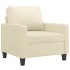 Sillón con taburete cuero sintético color crema 60