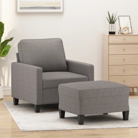 Sillón con taburete tela gris taupe 60