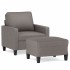 Sillón con taburete tela gris taupe 60