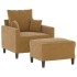Sillón con taburete terciopelo marrón 60