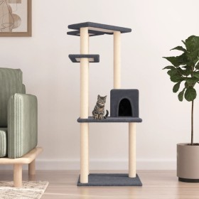 Rascador para gatos con postes de sisal gris oscuro 123