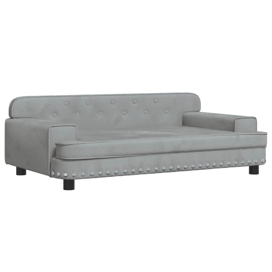 Cama para perros de terciopelo gris claro 90x53x30