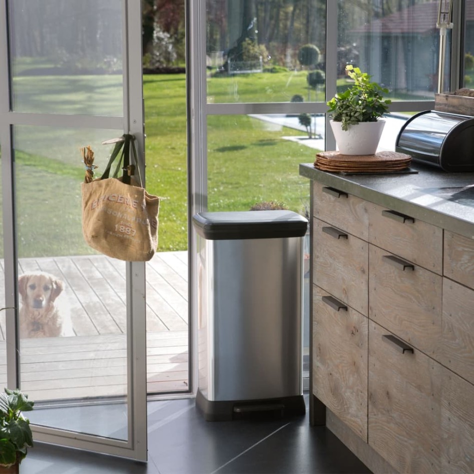 Curver Papelera de pedal Deco rectangular plateada 50