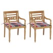 Sillas Batavia 2 uds teca maciza con cojines a cuadros rojos
