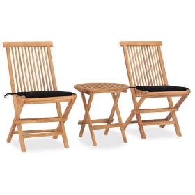 Set comedor de jardín plegable 3 piezas madera de teca