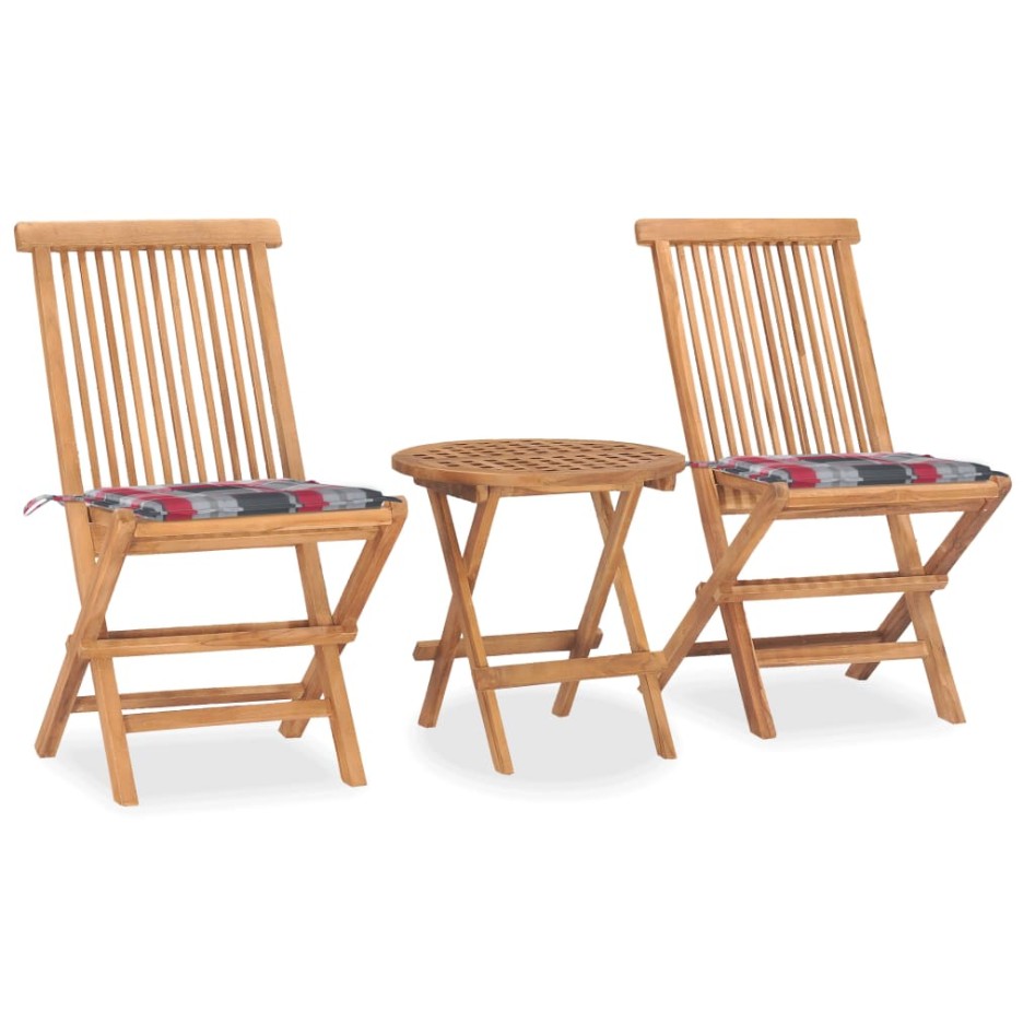 Set comedor de jardín plegable 3 piezas madera de teca