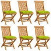 Sillas de jardín 6 uds cojines verde brillante madera de teca