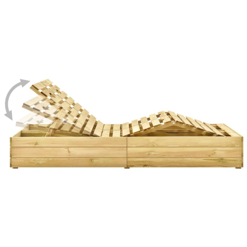 Tumbona doble y cojines madera pino impregnada gris