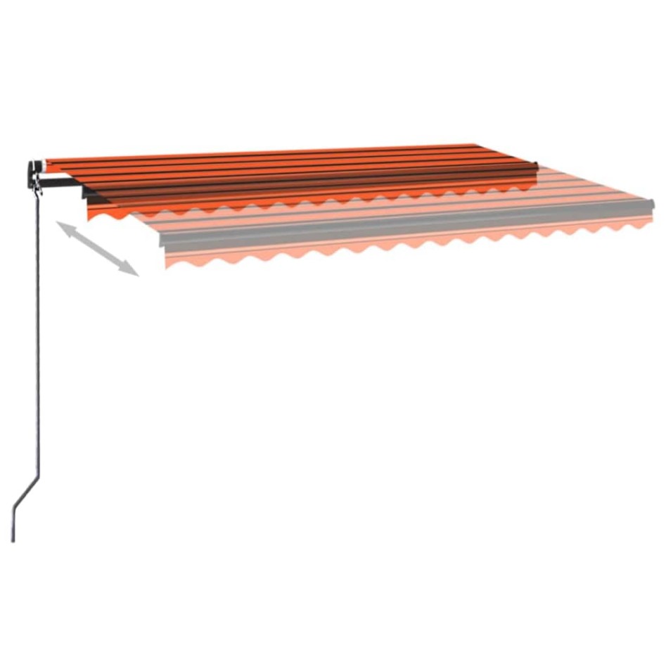 Toldo retráctil manual naranja y marrón 450x350